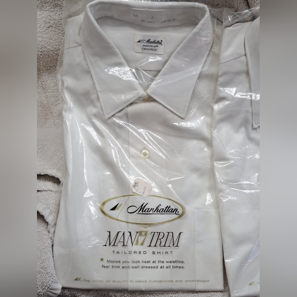 Manhattan Vintage 70s White Tailored Slim Fit Dress Shirt Blake Collar